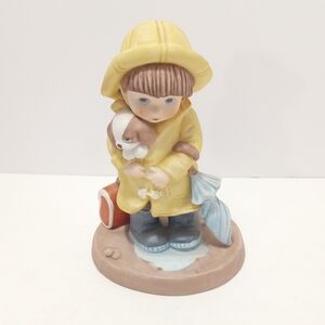 SCHOOL CHUMS Raincoat Boy Porcelain Figurine By Maggie Murphy Vintage